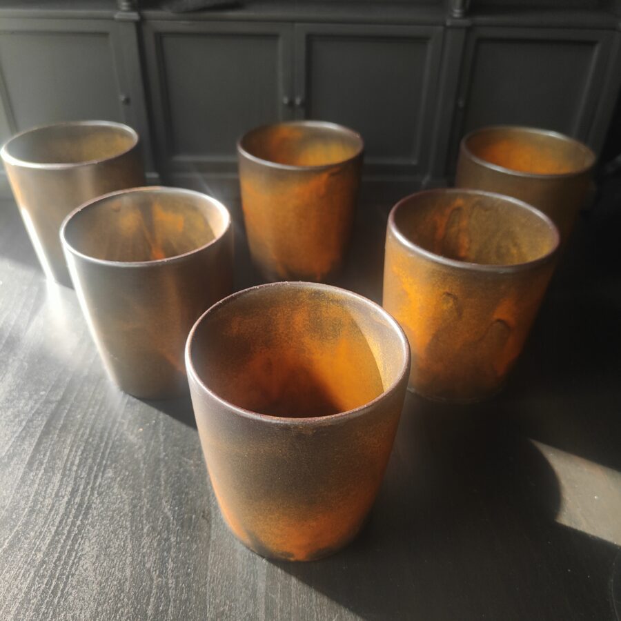 West German Handle-Less Coffee Mug Set