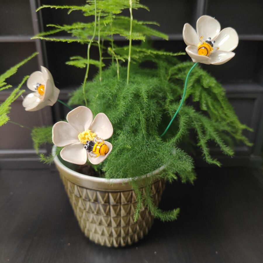 Flower and Bee Plant Charms