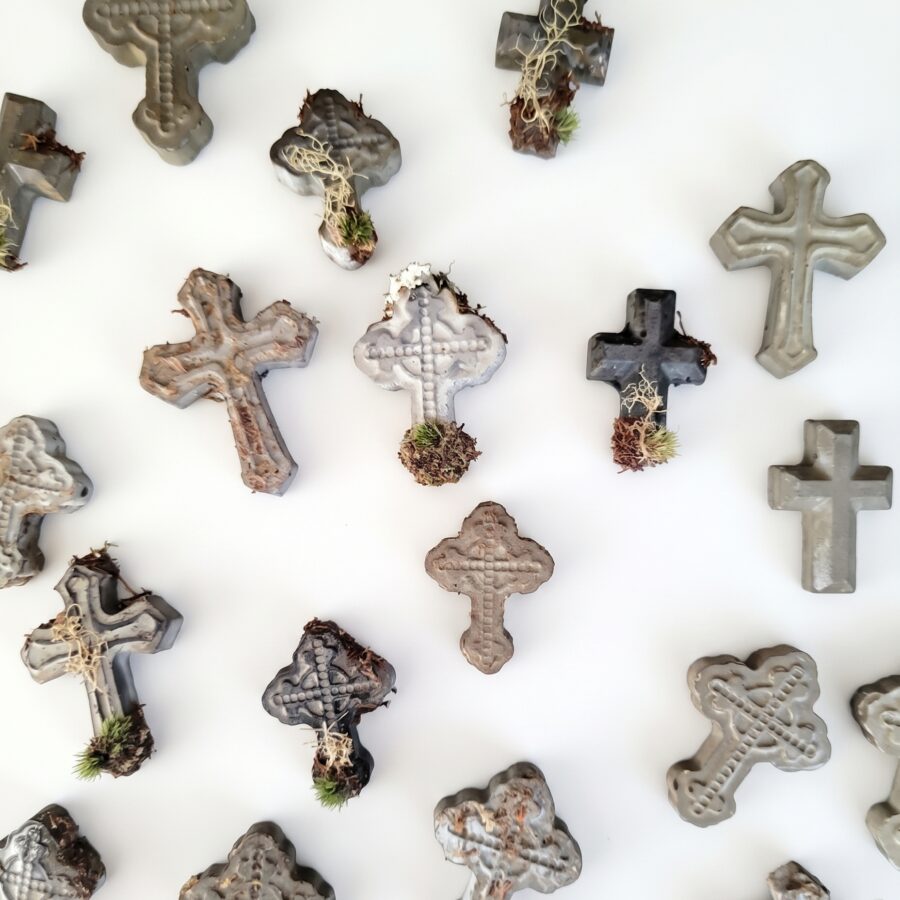 Cement Crucifix Fridge Magnets