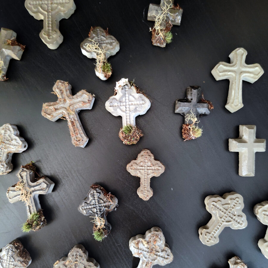 Cement Crucifix Fridge Magnets